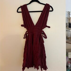 Free People Deep Red Backless Dress